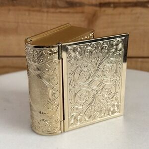 Seth Thomas Gold Whimsical Book Shaped Travel Alarm Clock Photo Frame *Read*